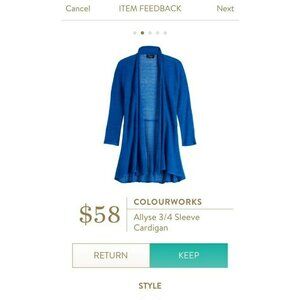 Stitch Fix Colorworks Blue Cardigan Sweater Size Medium Allyse 3/4 Sleeve